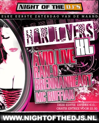 Poster: Night Of The Dj's · Hard Lovers XL