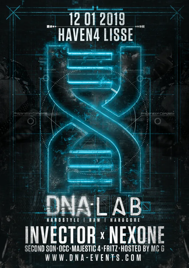 Poster: DNA-Lab INVECTOR & NEXONE & OCC HARDCORE te Lisse