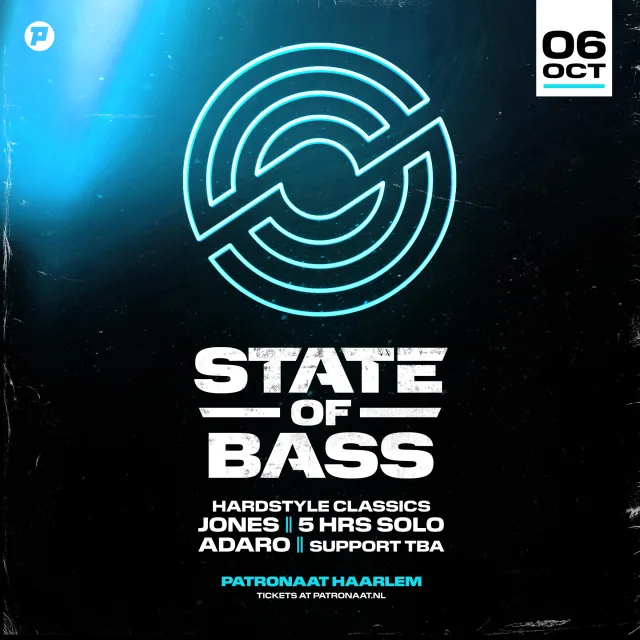 Poster: State of Bass presents: Jones 5 HRS SOLO