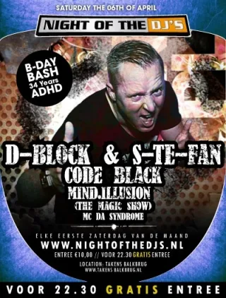 Poster: Night of the DJ's - B-Day Bash 34 Years ADHD