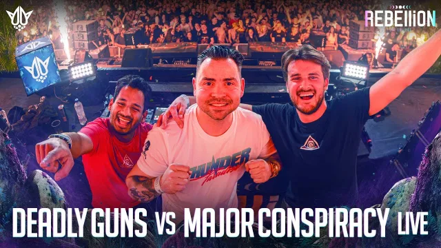 Artwork: Deadly Guns vs Major Conspiracy @ REBELLiON 2023