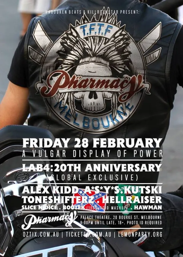 Artwork: Bangerz & Masherz @ A Vulgar Display Of Power (Pharmacy Feb 2014 Promo)