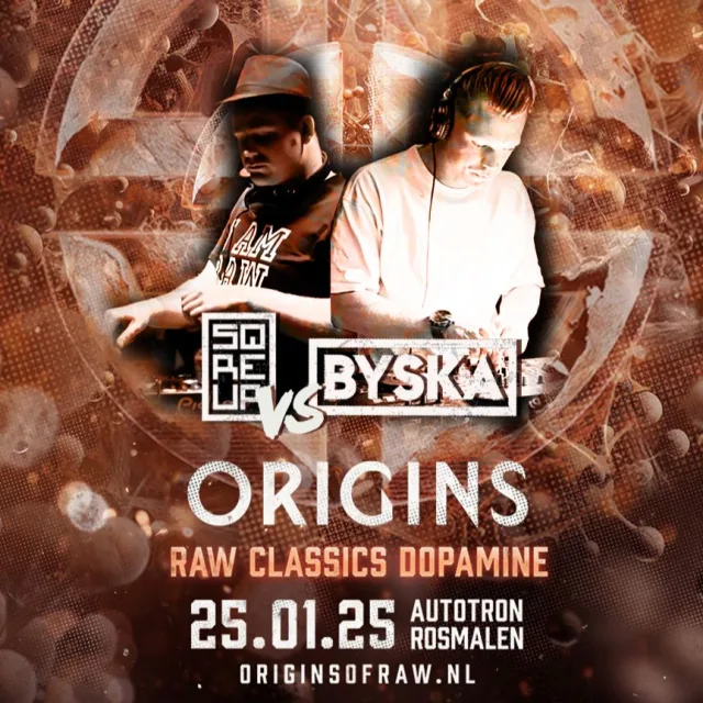 Artwork: RAW CLASSICS - ORIGINS 2025 - RAW CLASSICS DOPAMINE HYPEMIX - SQREUR VS BYSKA PARTYBUS MIX